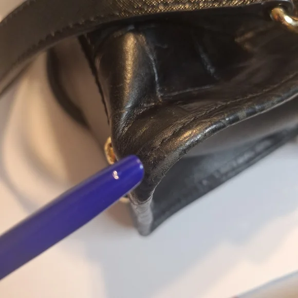 Michael Kors  Mixed Media Haircalf Black Leather Shoulder Bag with Gold Details - Picture 11 of 14